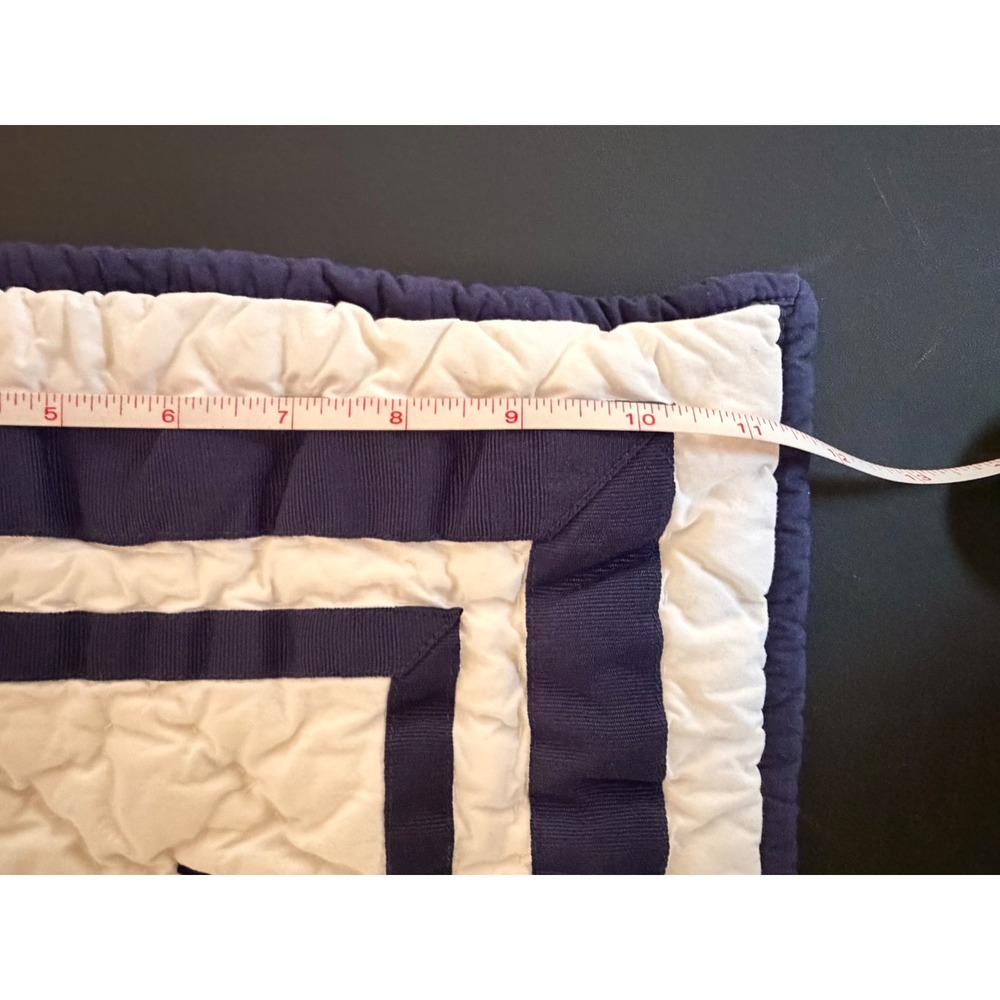 Pottery Barn Kids Navy Grosgrain Monogrammed JDL Quilted Pillow Sham 12x16 White - Picture 3 of 6